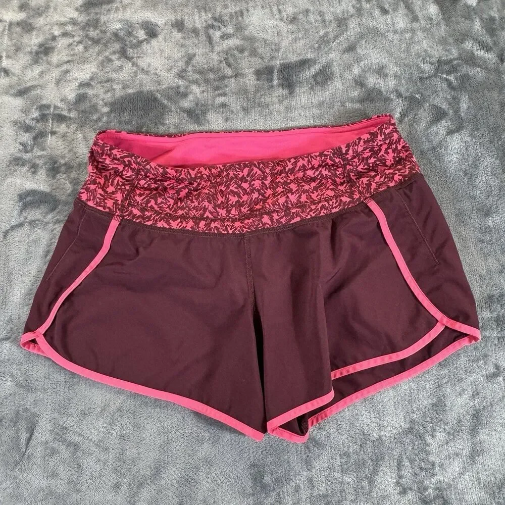 Lululemon Sz 4 Mountain Peaks Bon Bordeaux Drama Maroon 4 Way Run Times Short
